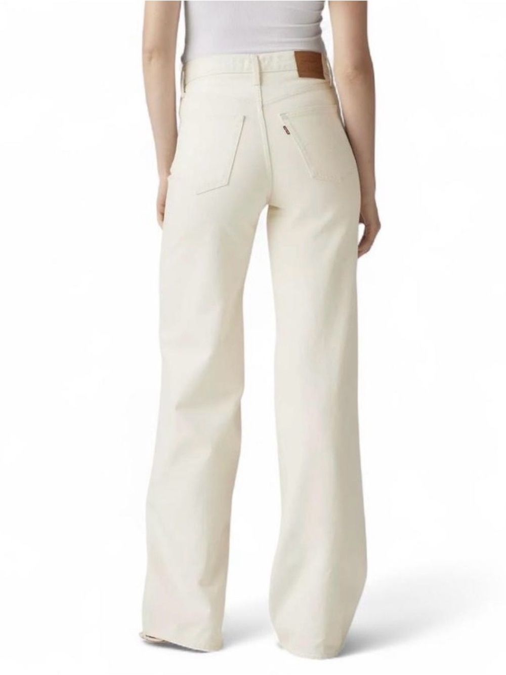 Levi's premium white ribcage wide leg jeans